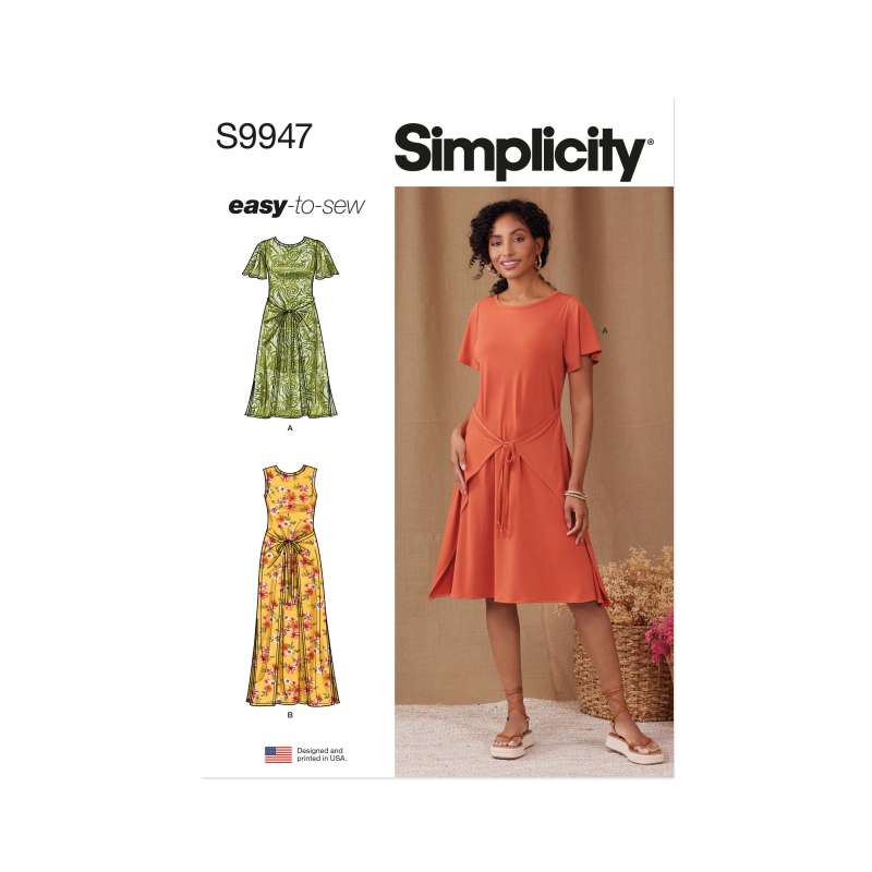 Patron Simplicity 9947.D5 (32-40) - Robe portefeuille en maille avec variations de manches et de longueur