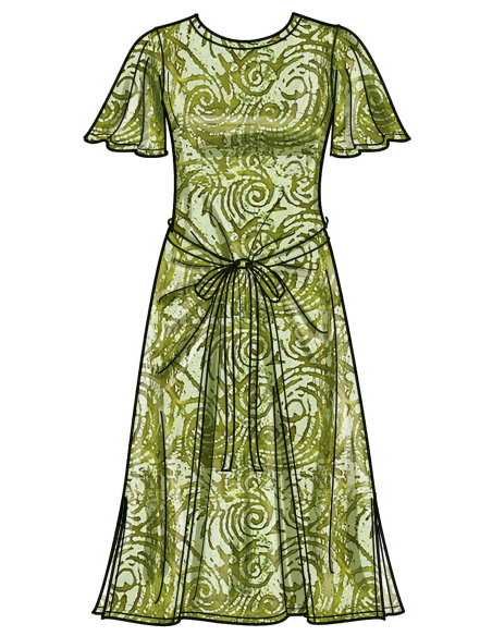 Patron Simplicity 9947.D5 (32-40) - Robe portefeuille en maille avec variations de manches et de longueur