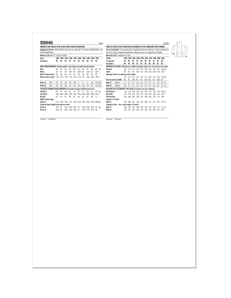 Patron Simplicity 9948.W2 (48-46) - Robe portefeuille en maille avec variations de manches et de longueur