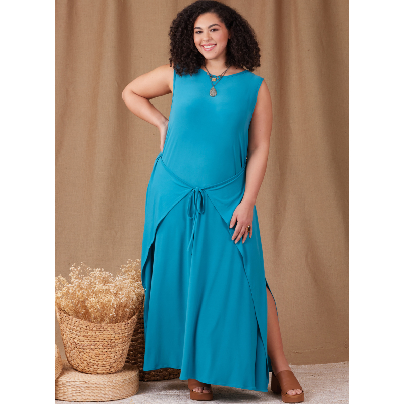 Patron Simplicity 9948.W2 (48-46) - Robe portefeuille en maille avec variations de manches et de longueur