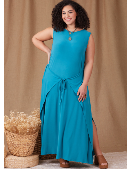 Patron Simplicity 9948.W2 (48-46) - Robe portefeuille en maille avec variations de manches et de longueur