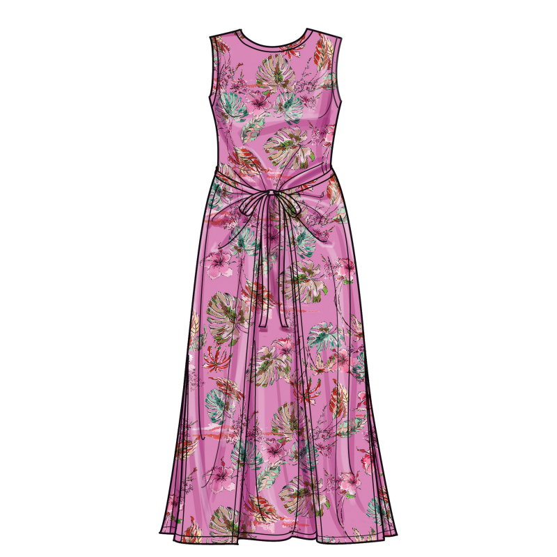 Patron Simplicity 9948.W2 (48-46) - Robe portefeuille en maille avec variations de manches et de longueur