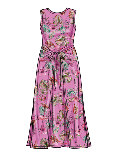 Patron Simplicity 9948.W2 (48-46) - Robe portefeuille en maille avec variations de manches et de longueur