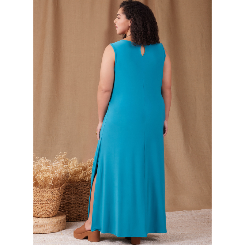 Patron Simplicity 9948.W3 (58-66) - Robe portefeuille en maille avec variations de manches et de longueur