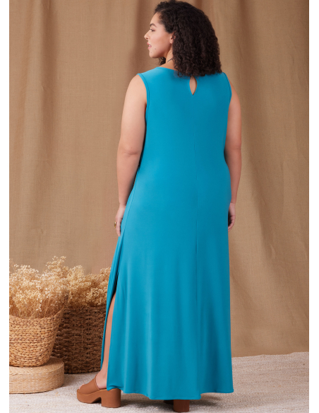 Patron Simplicity 9948.W3 (58-66) - Robe portefeuille en maille avec variations de manches et de longueur