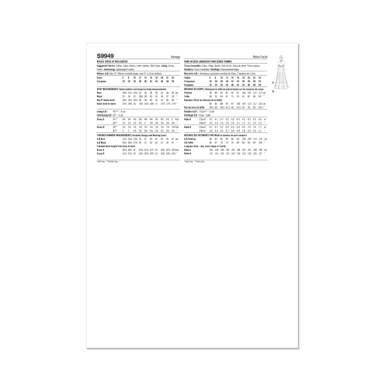 Patron Simplicity 9949.H5 (34-42) - Robe évasée à large encolure américaine