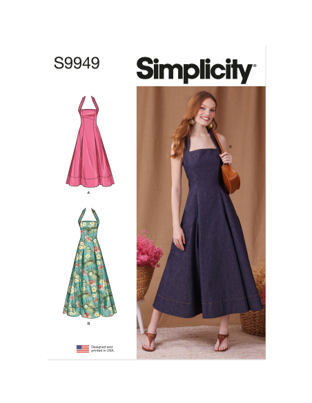 Patron Simplicity 9949.H5 (34-42) - Robe évasée à large encolure américaine