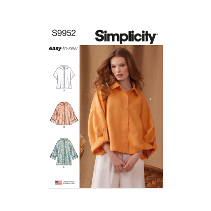 Patron Simplicity 9952.A (36-54) - Chemises amples pour femme avec options de col et de manches