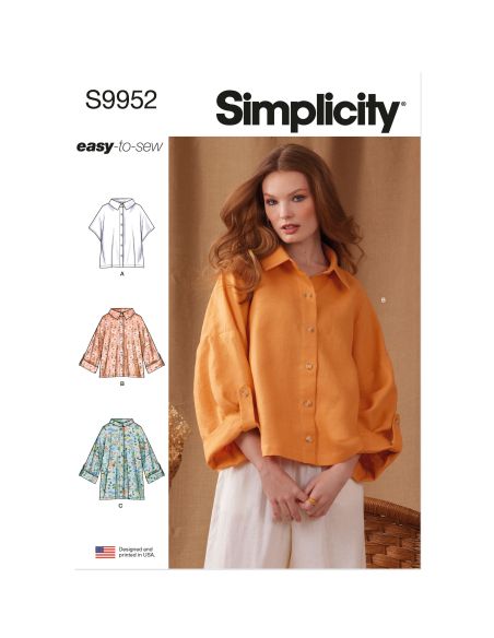 Patron Simplicity 9952.A (36-54) - Chemises amples pour femme avec options de col et de manches
