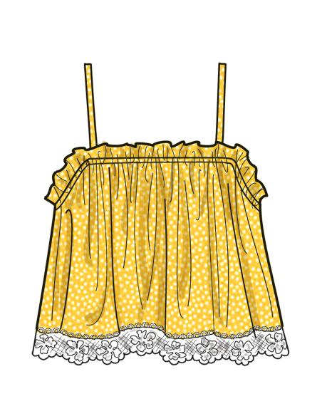 Patron Simplicity 9953.D5 (32-40) - Hauts pour femmes avec encolure élastiquée et options de volants