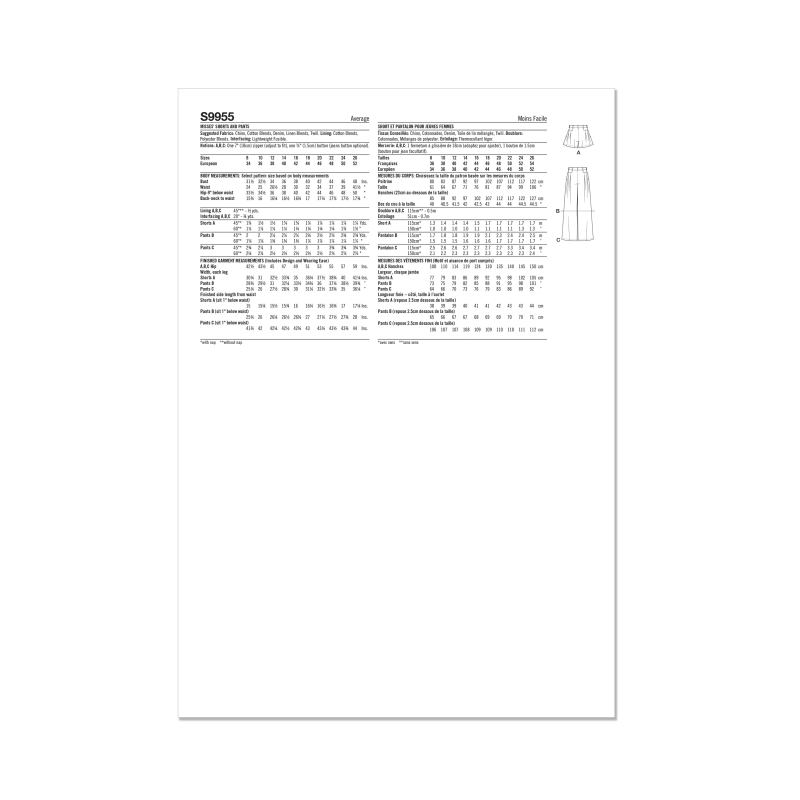 Patron Simplicity 9955.K5 (36-44) - Short et pantalon pour femmes avec plis et jambes larges