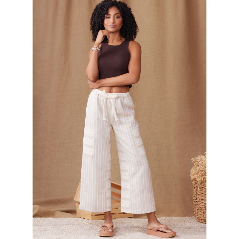 Patron Simplicity 9956.A (32-54) - Shorts et pantalons pour femmes à taille élastiquée et jambes larges