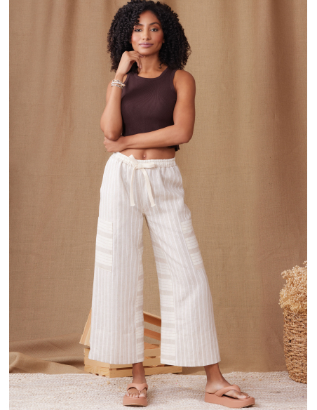 Patron Simplicity 9956.A (32-54) - Shorts et pantalons pour femmes à taille élastiquée et jambes larges