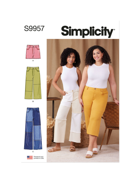 Patron Simplicity 9957.AA (38-46) - Shorts et pantalons pour femmes avec fermeture éclair frontale et poches multiples