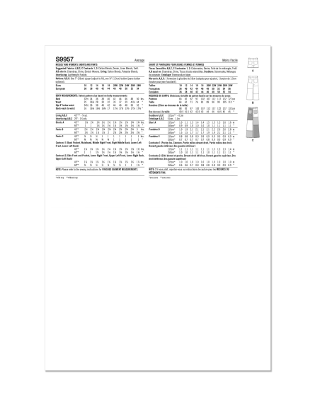 Patron Simplicity 9957.BB (48-56) - Shorts et pantalons pour femmes avec fermeture éclair frontale et poches multiples