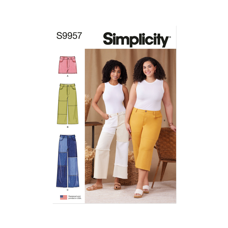 Patron Simplicity 9957.BB (48-56) - Shorts et pantalons pour femmes avec fermeture éclair frontale et poches multiples