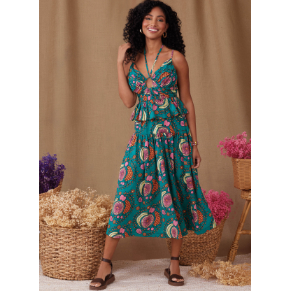 Patron Simplicity 9958.K5 (36-44) - Ensemble haut ajusté et jupe froncée pour femme 2