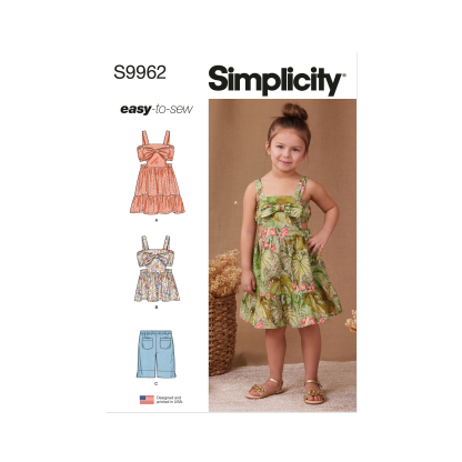 Patron Simplicity 9962.A (3-8) - Robe, haut et short pour fille