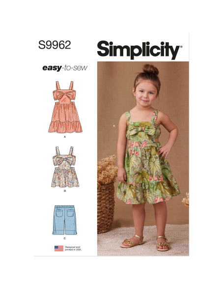 Patron Simplicity 9962.A (3-8) - Robe, haut et short pour fille