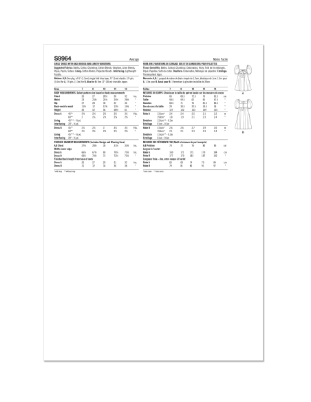 Patron Simplicity 9964.A (7-14) - Robe pour fille avec dos ouvert et variations de longueur