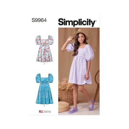 Patron Simplicity 9964.A (7-14) - Robe pour fille avec dos ouvert et variations de longueur