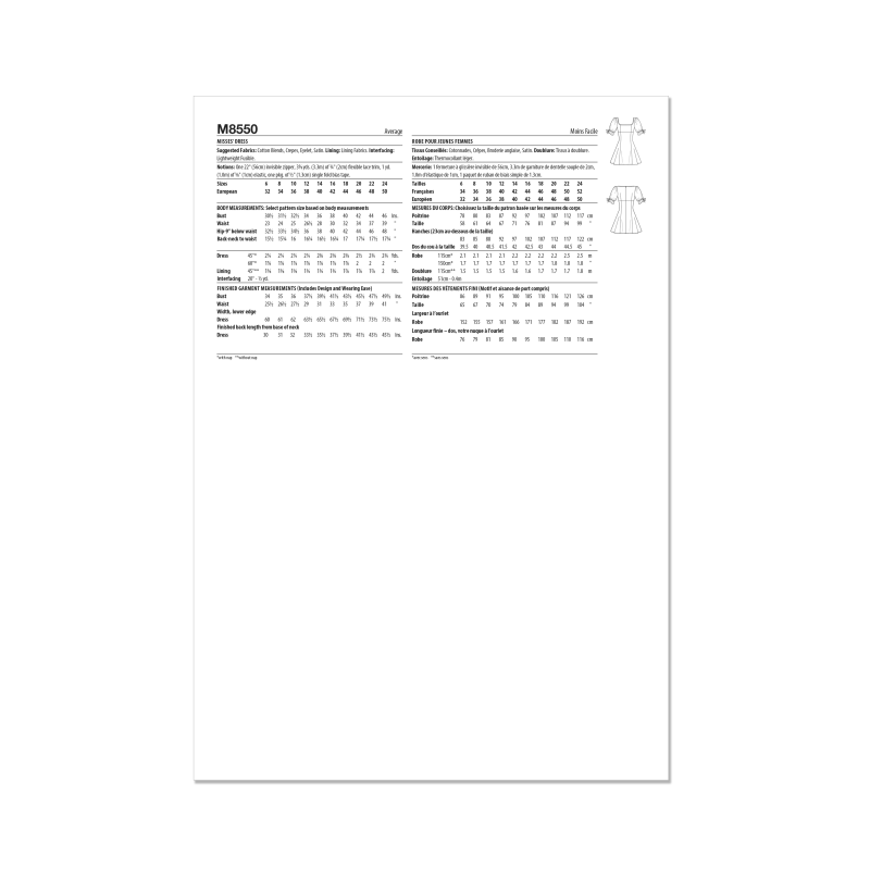 Patron McCall's 8550.H5 (34-42) - Robe évasée