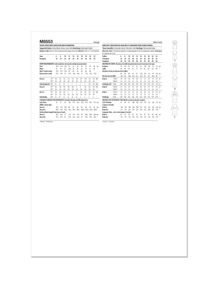 Patron McCall's 8553.U5 (44-52) - Robes à manches et longueur variées