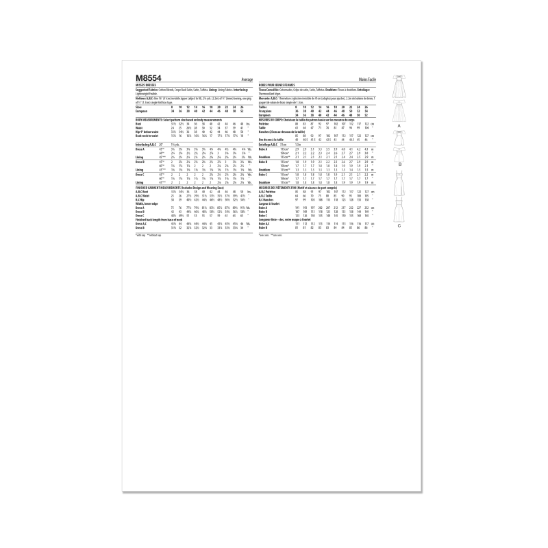 Patron McCall's 8554.Y5 (46-54) - Robes avec nœud bustier