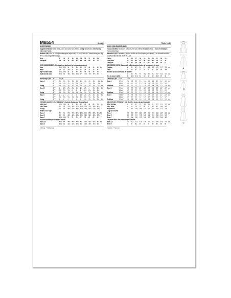 Patron McCall's 8554.Y5 (46-54) - Robes avec nœud bustier