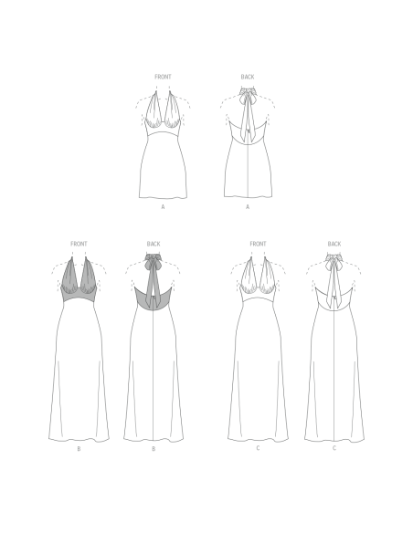 Patron McCall's 8555.AA (38-46) - Robes dos nu à nouer