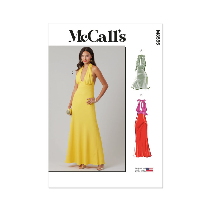 Patron McCall's 8555.AA (38-46) - Robes dos nu à nouer