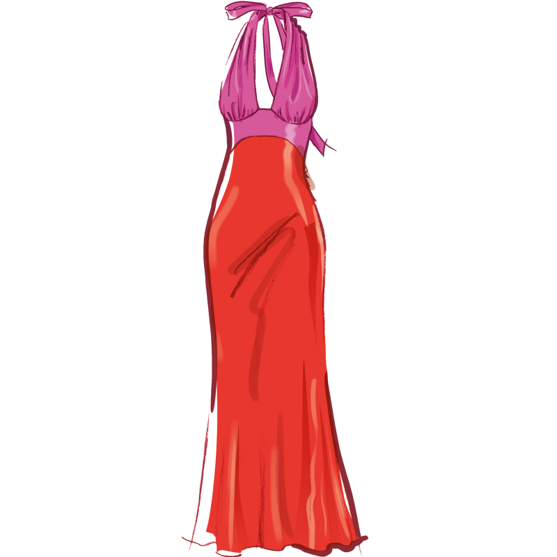 Patron McCall's 8555.BB (50-56) - Robes dos nu à nouer