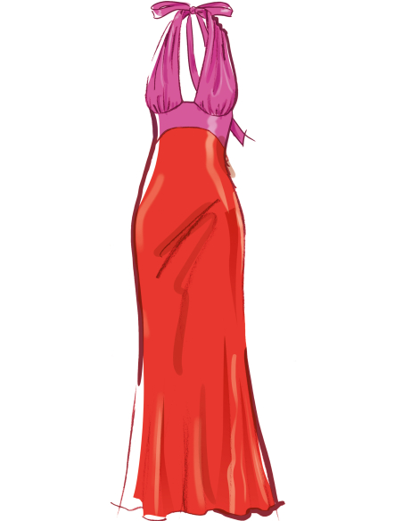 Patron McCall's 8555.BB (50-56) - Robes dos nu à nouer