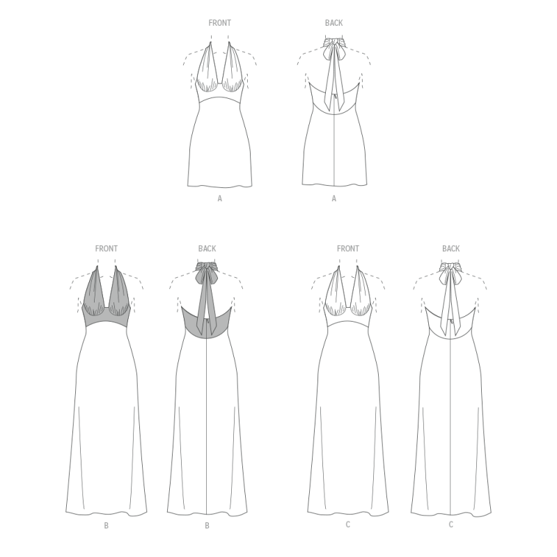 Patron McCall's 8555.BB (50-56) - Robes dos nu à nouer