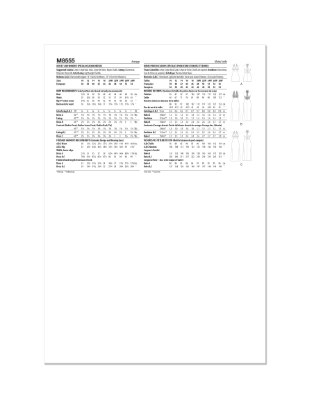 Patron McCall's 8555.BB (50-56) - Robes dos nu à nouer