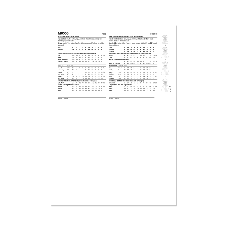 Patron McCall's 8556.Y5 (46-54) - Robes chemisier boutonnées