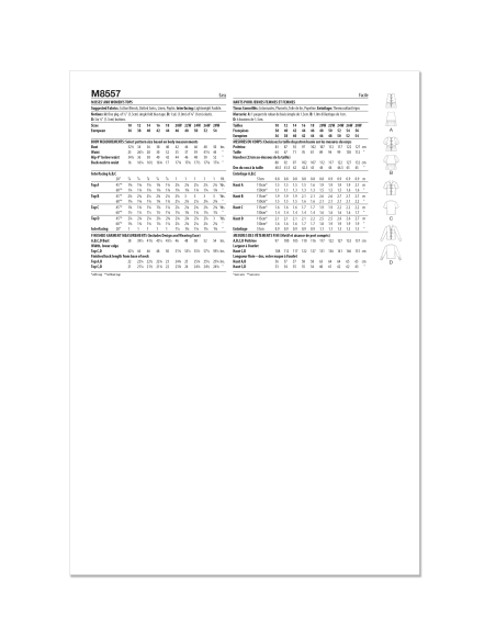 Patron McCall's 8557.BB (50-56) - Blouses à nouettes