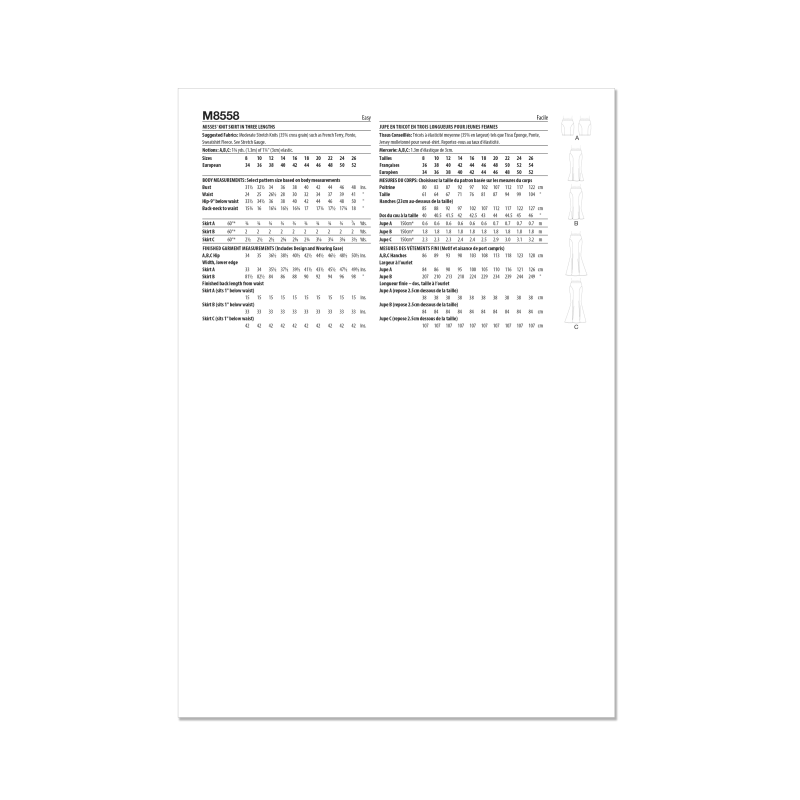 Patron McCall's 8558.K5 (36-44) - Jupe évasée style sirène