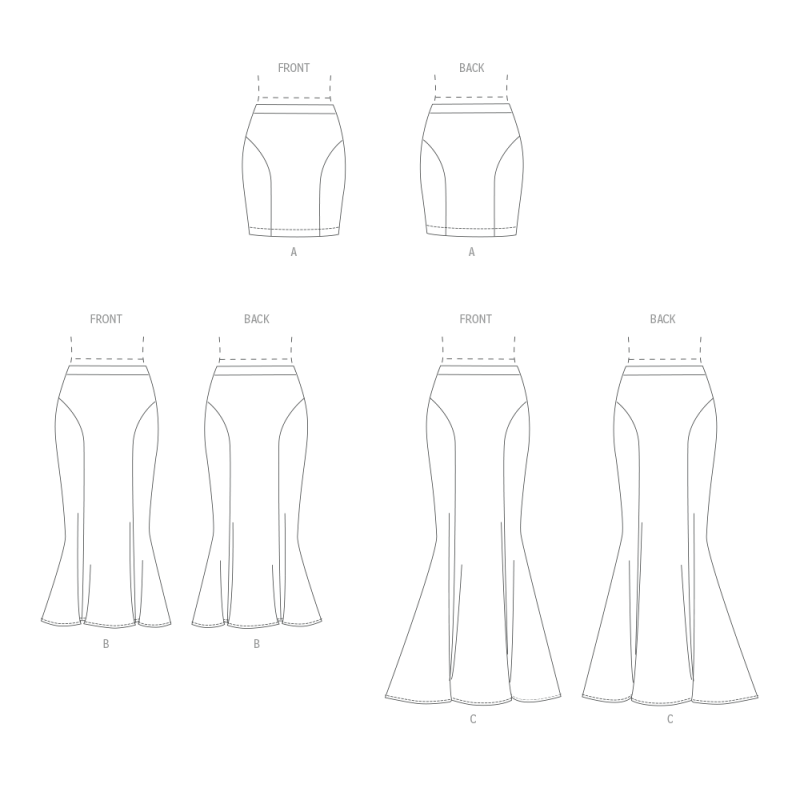 Patron McCall's 8558.Y5 (46-54) - Jupe évasée style sirène