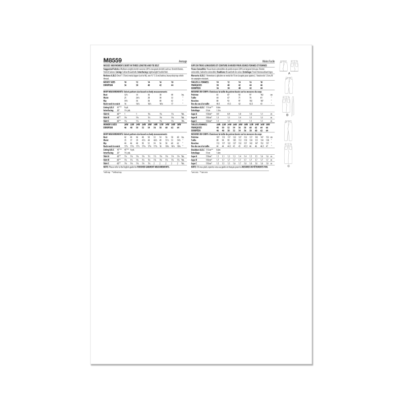 Patron McCall's 8559.W2 (50-56) -  Jupes esprit jean