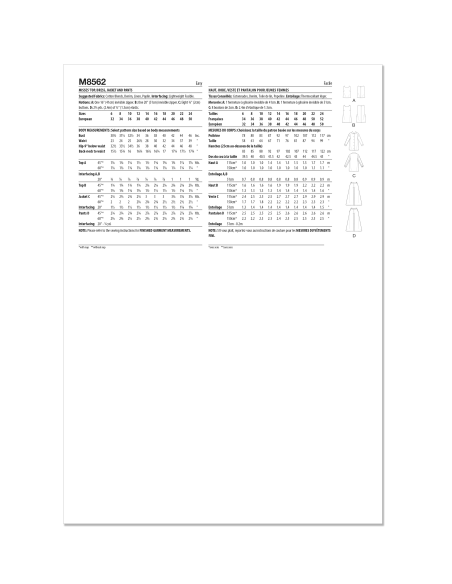 Patron McCall's 8562.U5 (44-52) - Haut, robe, veste et pantalon