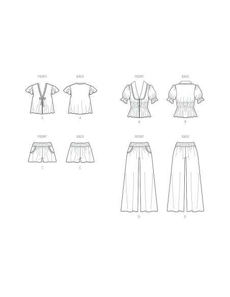 Patron McCall's 8563.A (32-54) - Hauts, short et pantalon dentelle