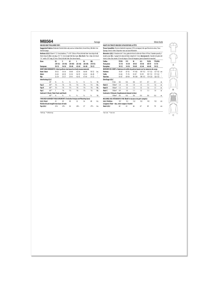 Patron McCall's 8564.A (32-54) - Hauts en tricot unisexes