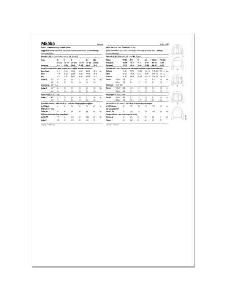 Patron McCall's 8565.A (32-54) - Veste unisexe