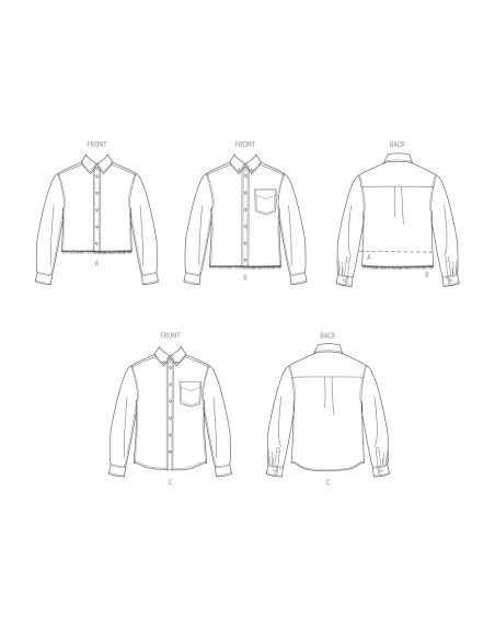 Patron McCall's 8566.A (32-54) - Chemises unisexes