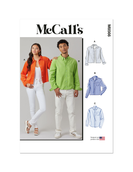 Patron McCall's 8566.A (32-54) - Chemises unisexes