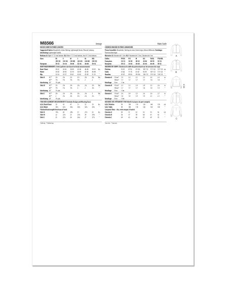 Patron McCall's 8566.A (32-54) - Chemises unisexes