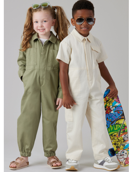 Patron McCall's 8567.A (3-9) - Combinaisons pour enfants avec variations de manches