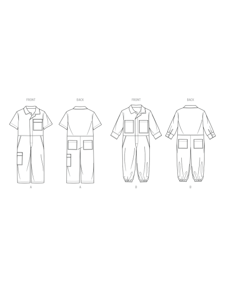 Patron McCall's 8567.A (3-9) - Combinaisons pour enfants avec variations de manches
