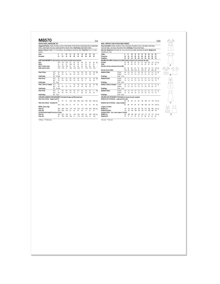 Patron McCall's 8570.H5 (34-42) - Robe, jumper et haut pour femme